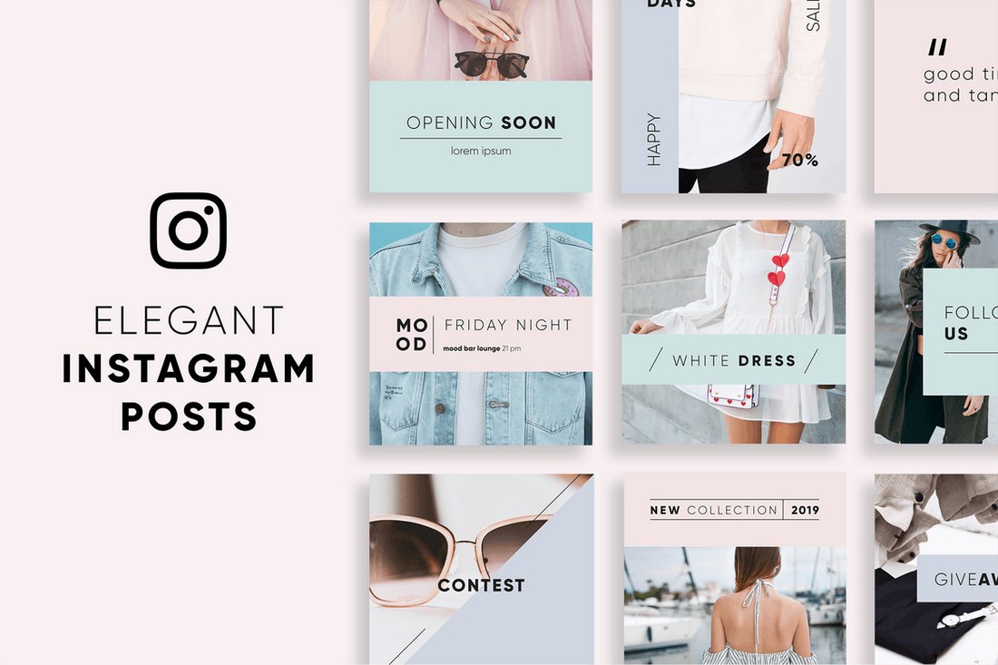 Elegant-Instagram-Post-Templates 20+ Best Instagram Post & Story Templates 2018 design tips 