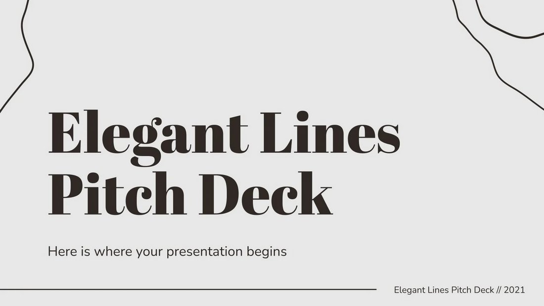 Garis Elegan - PPT Template Pitch Deck Bersih Gratis