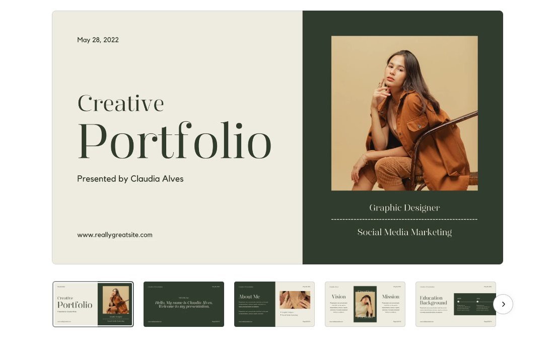 Elegant Portfolio Canva Presentation Template