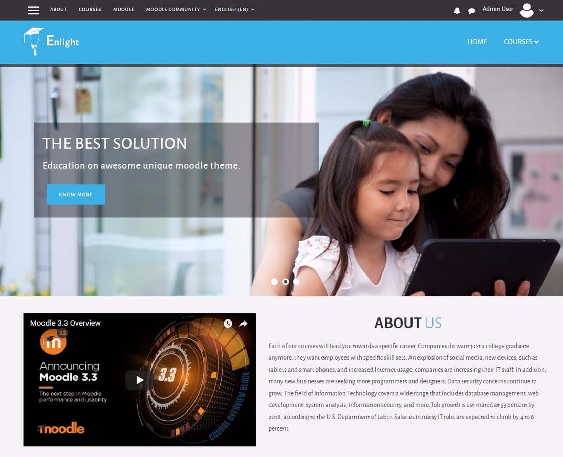 Enlightlite - Responsive Free Moodle Theme