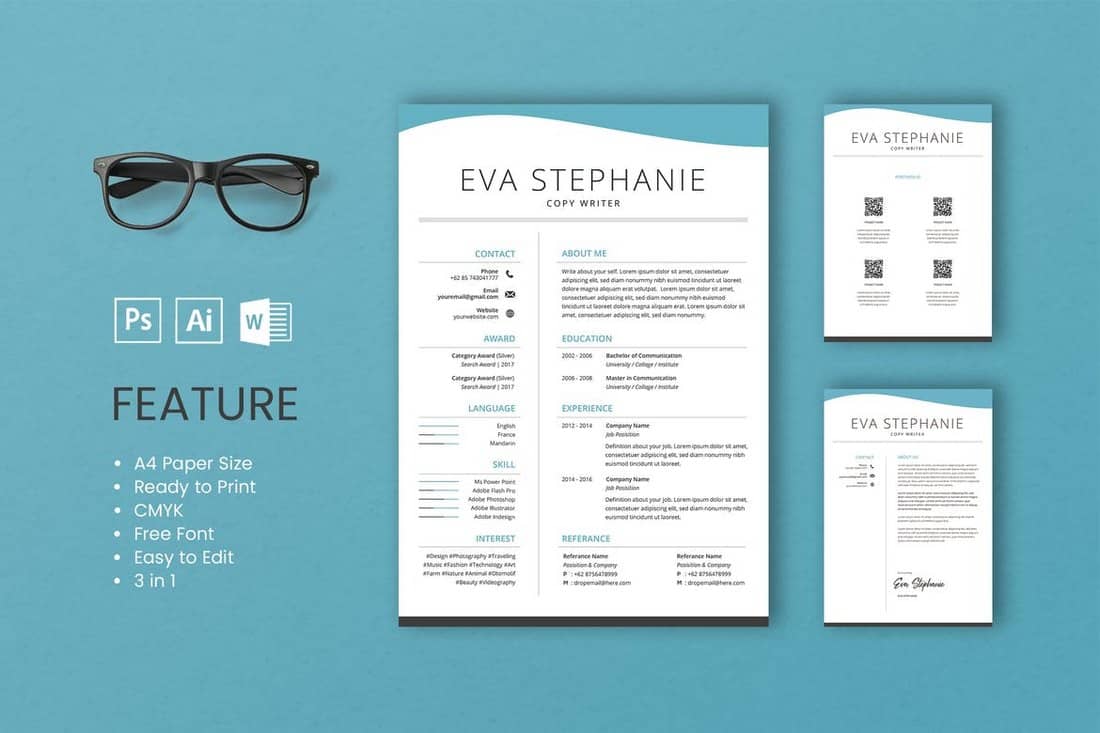 Eva-Professional-CV-And-Resume-Template 50+ Best CV & Resume Templates 2020 design tips Inspiration|cv|resume 