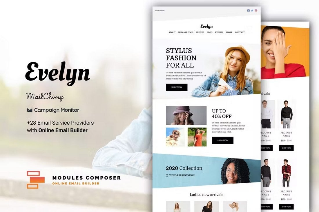 Evelyn-Ecommerce-Business-Newsletter-Template 20+ Best Business Email Newsletter Templates (With Modern Responsive Design) design tips  