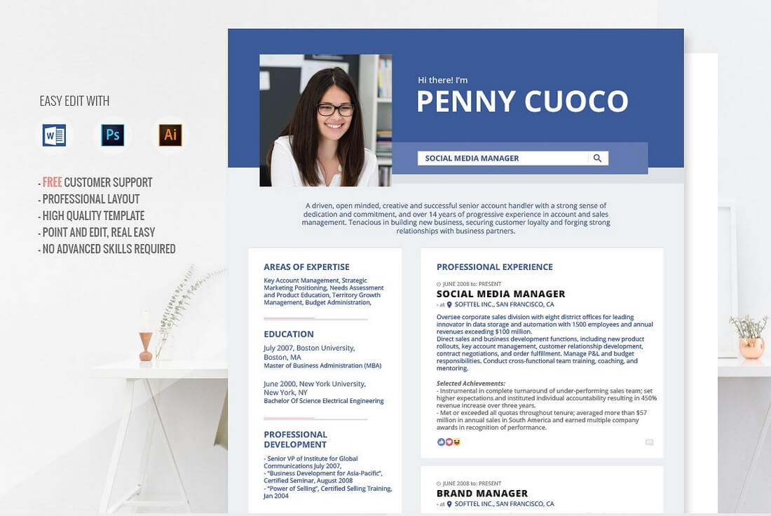 Facebook-Timeline-Resume-Template 50+ Best CV & Resume Templates of 2019 design tips 