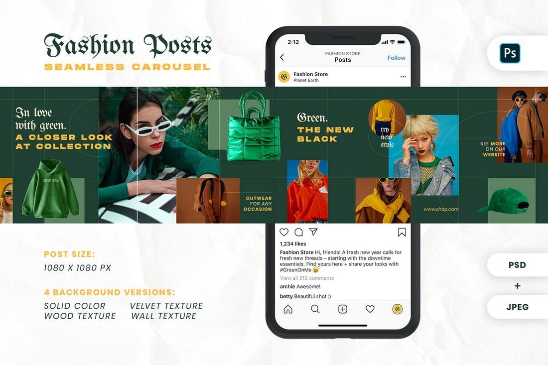 Fashion-Green-Carousel-Instagram-Feed-Template 10+ Unique Instagram Layout Ideas & Concepts design tips Inspiration 