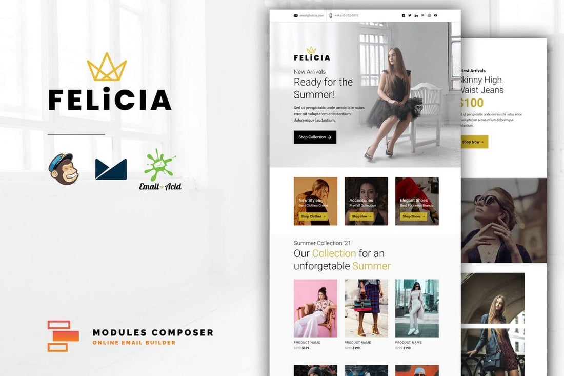 Felicia - Template Email MailChimp untuk Toko Online