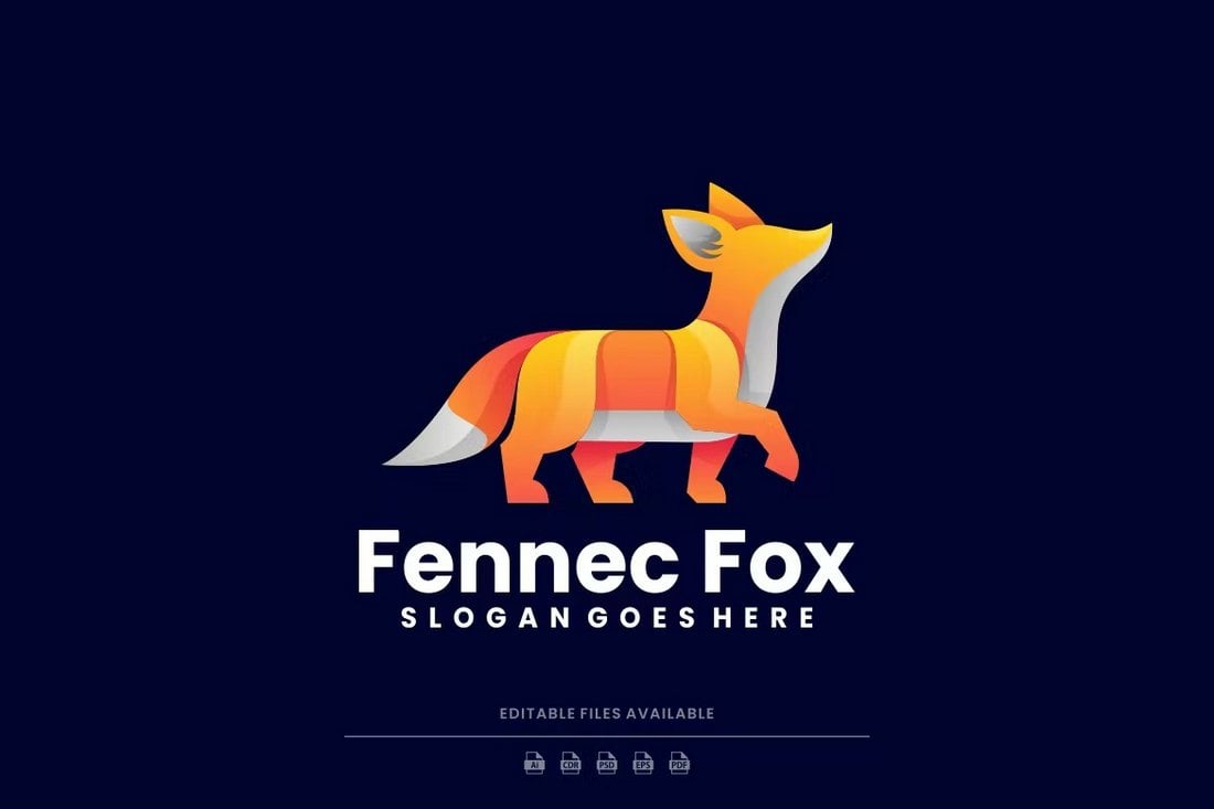 Fennec Fox Gradient Logo Template PSD