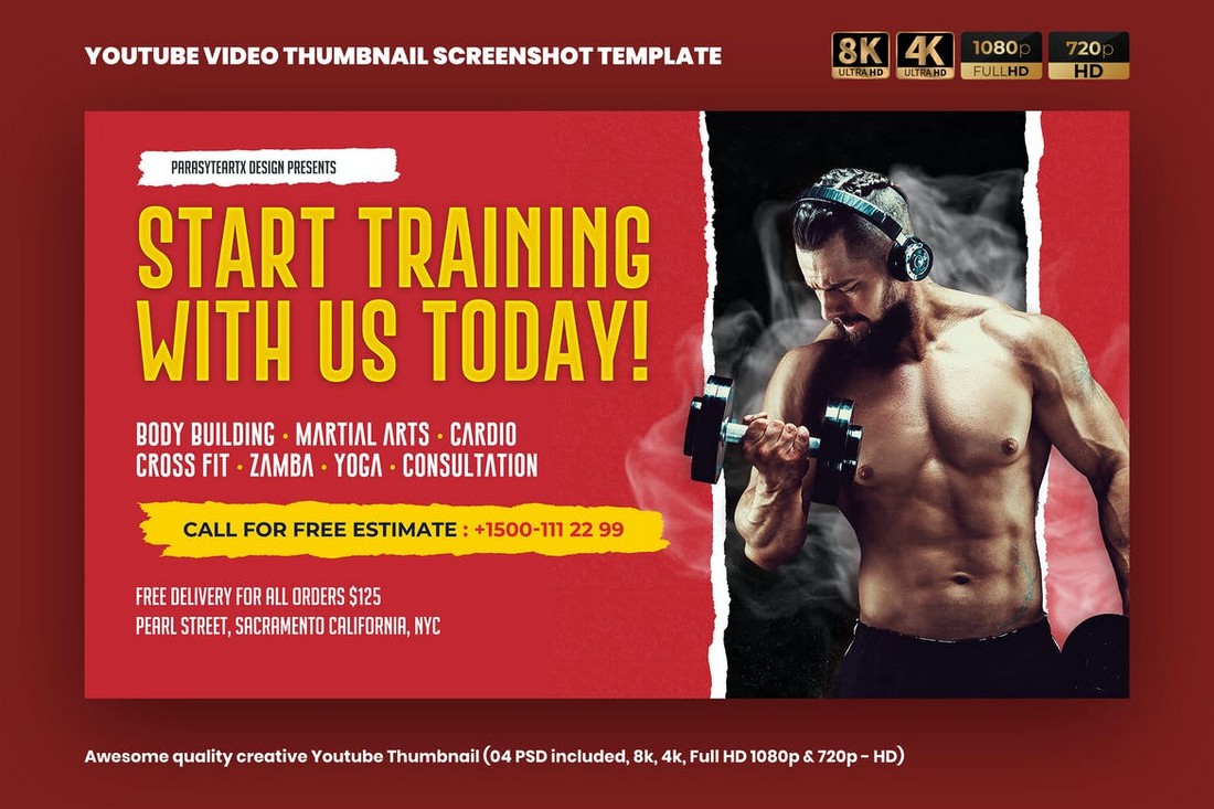 Fitness-YouTube-Thumbnail-Template 20+ Best YouTube Thumbnail Templates in 2021 design tips 