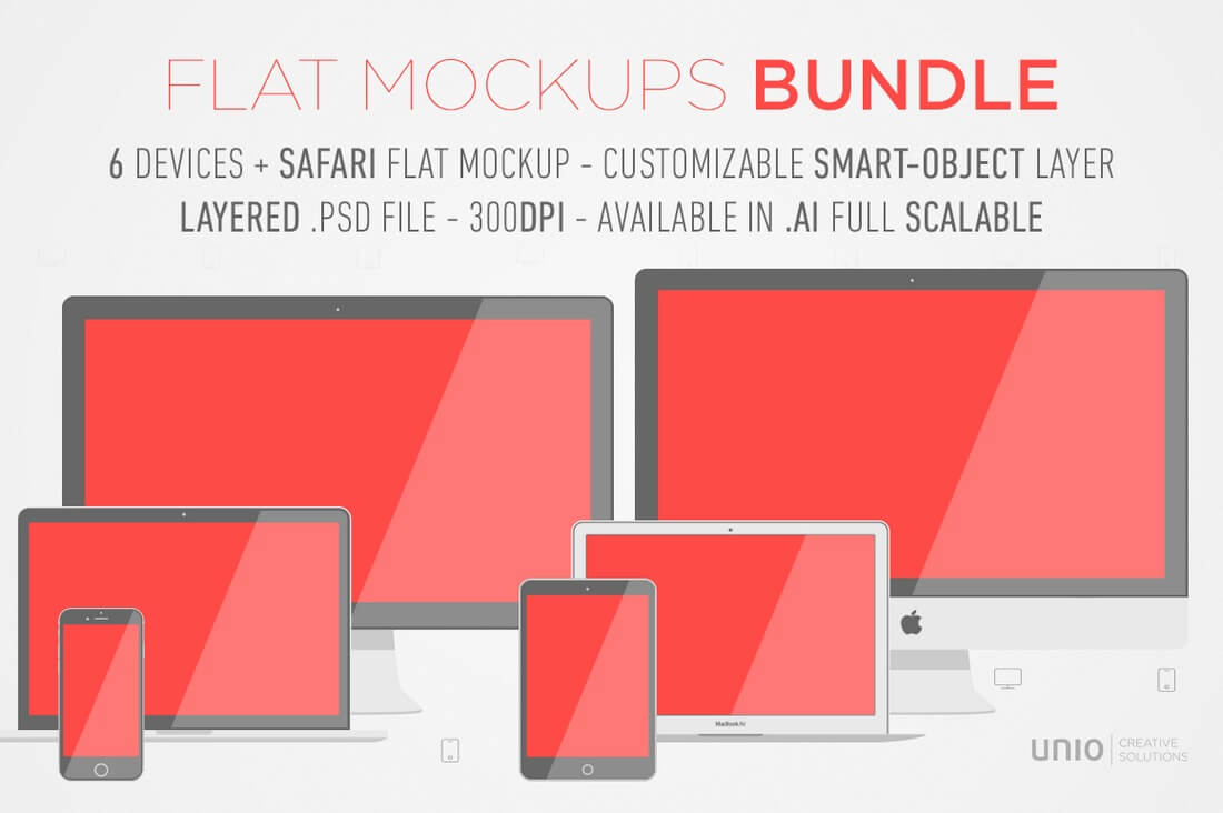 Flat-Devices-Bundle-Mockups 40+ iMac Mockup PSDs, Photos & Vectors design tips 