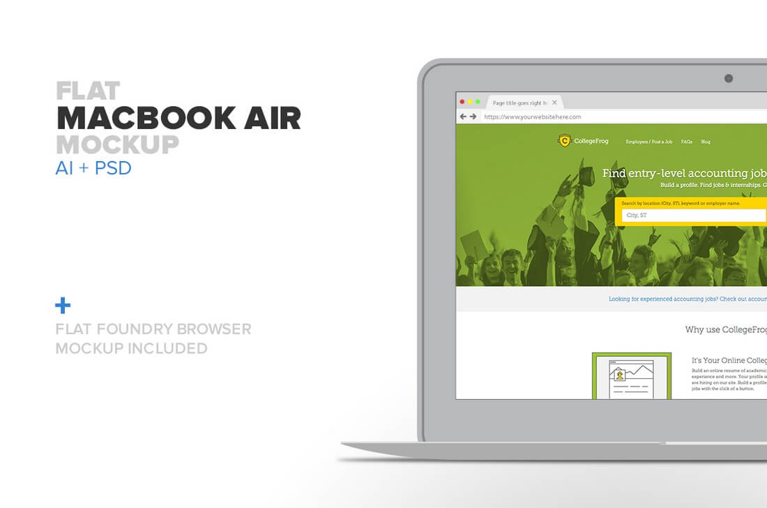 Flat-Macbook-Air-Mockup 100+ MacBook PSD & Vector Mockups design tips 