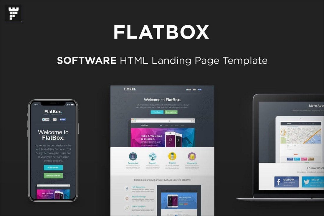 FlatBox-Software-Landing-Page-Template 30+ Clean & Minimal Landing Page Templates design tips 