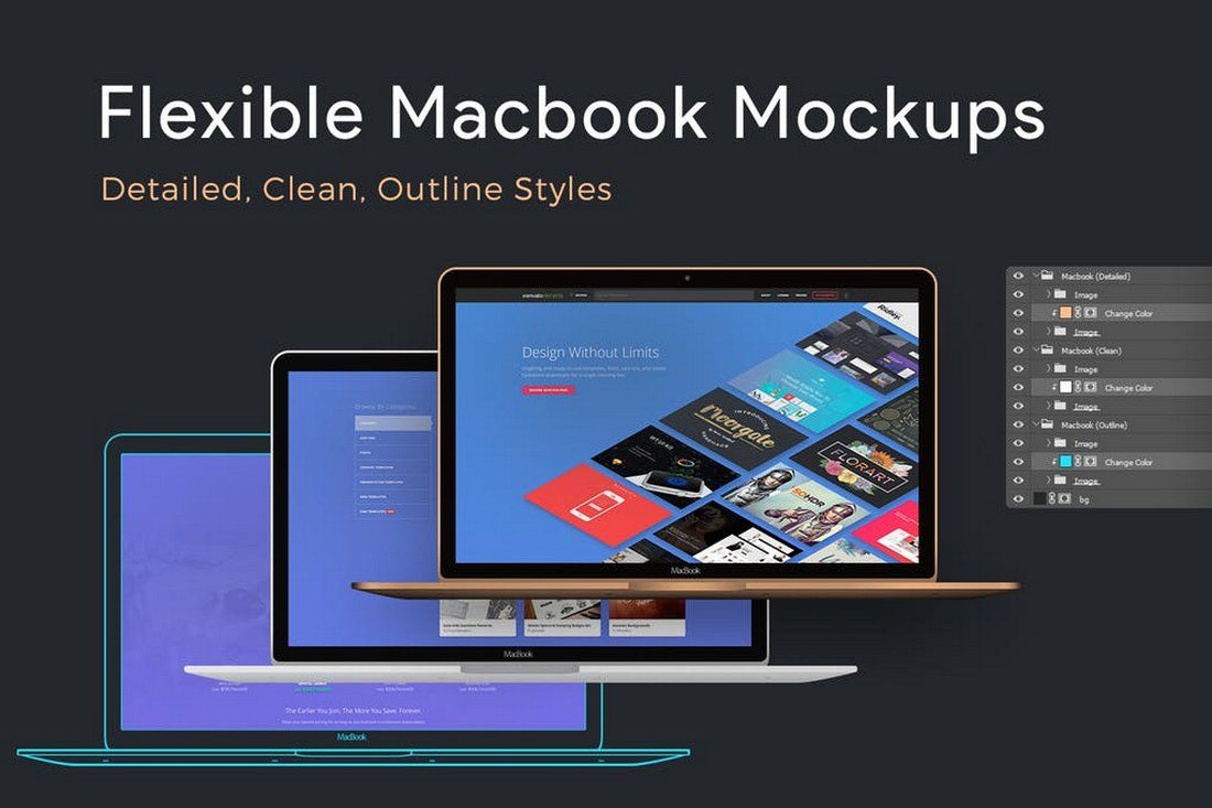 Flexible-Macbook-Mockups 100+ MacBook Mockup Templates (PSD & Vector) design tips 