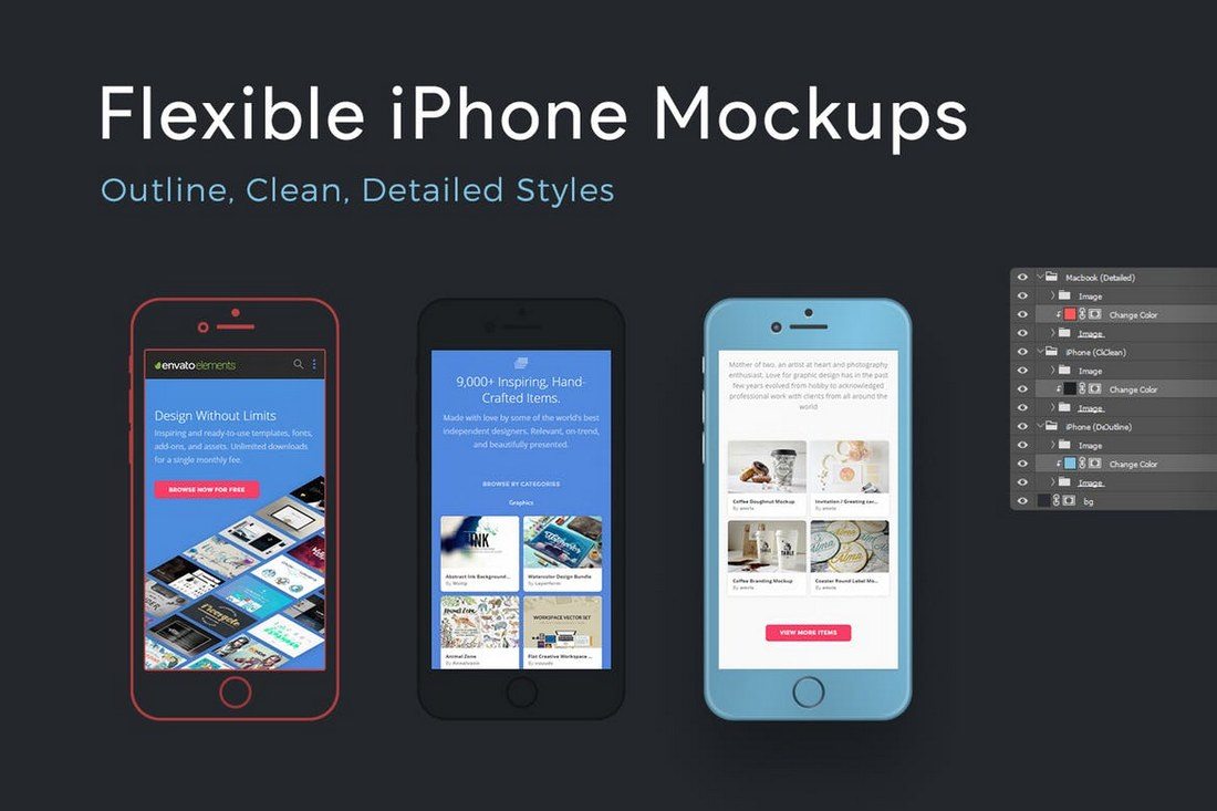 Flexible-iPhone-Mockups 100+ iPhone PSD & Vector Mockups design tips 