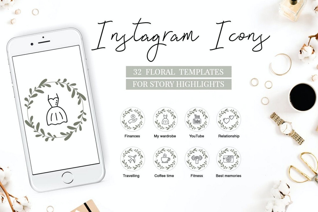 Floral-Instagram-Highlight-Icons 20+ Best Instagram Story Highlight Icons (Free + Pro) design tips 