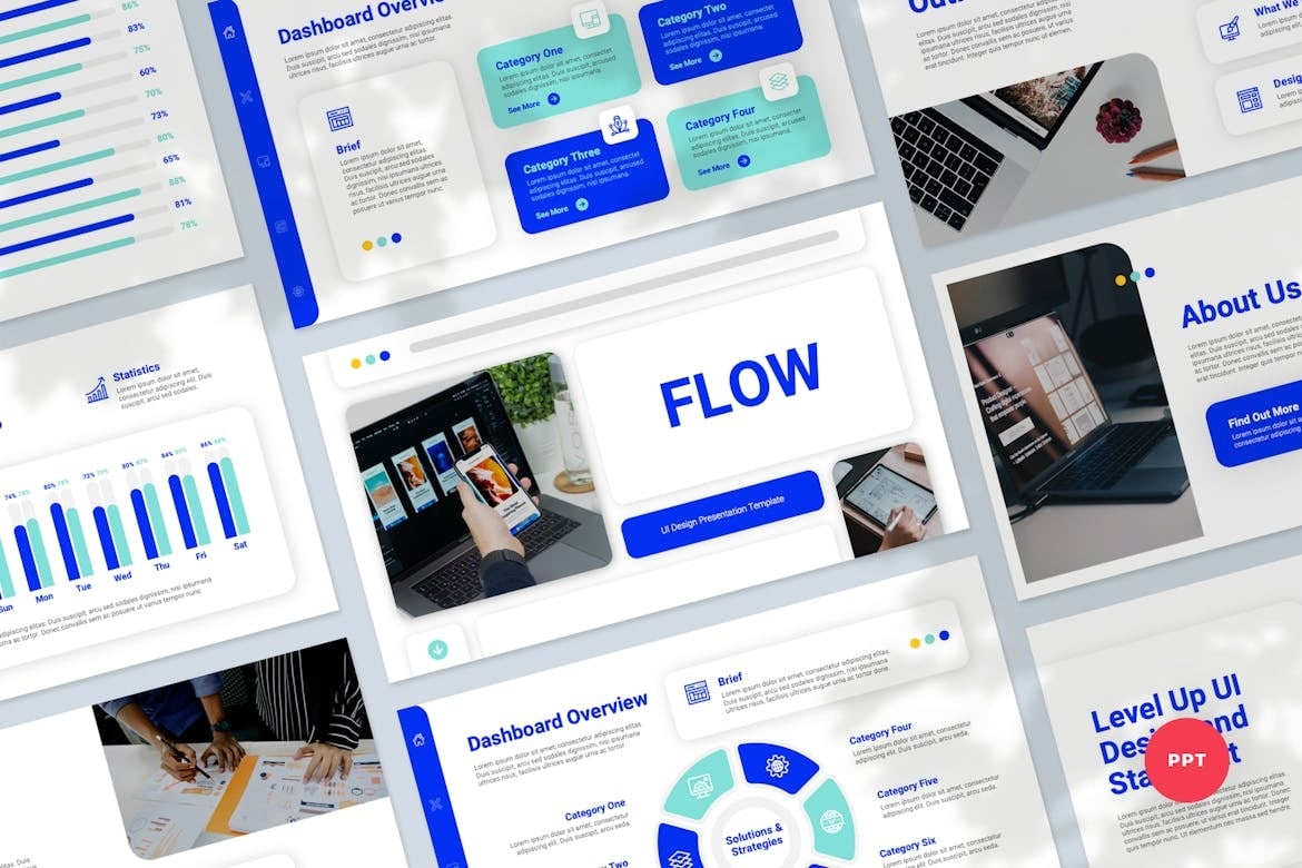 Flow - UI Design Presentation PowerPoint Template