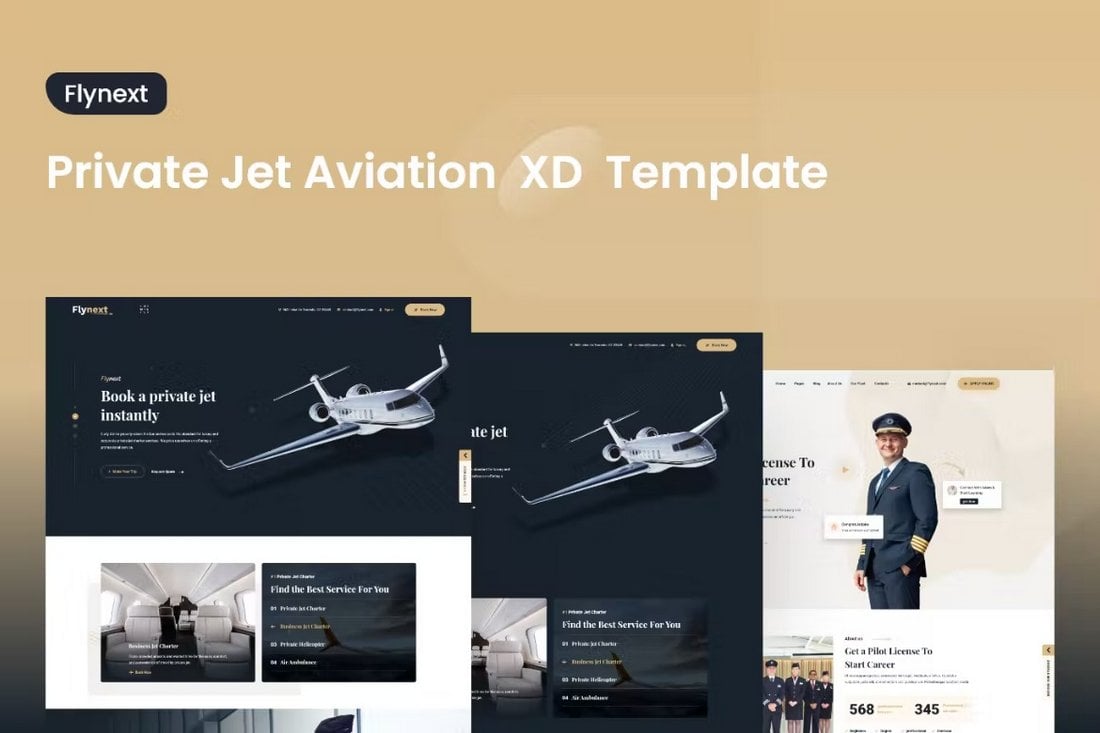 Flynext - Luxury Website Adobe XD Template