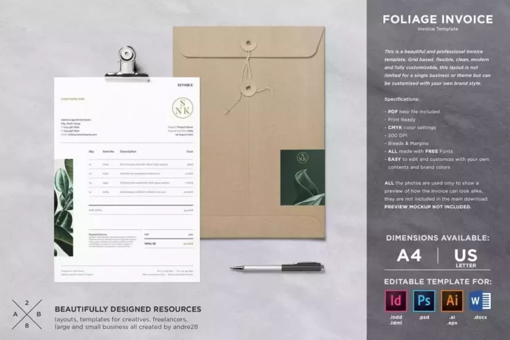 View Information about Foliage Elegant Business Invoice Template