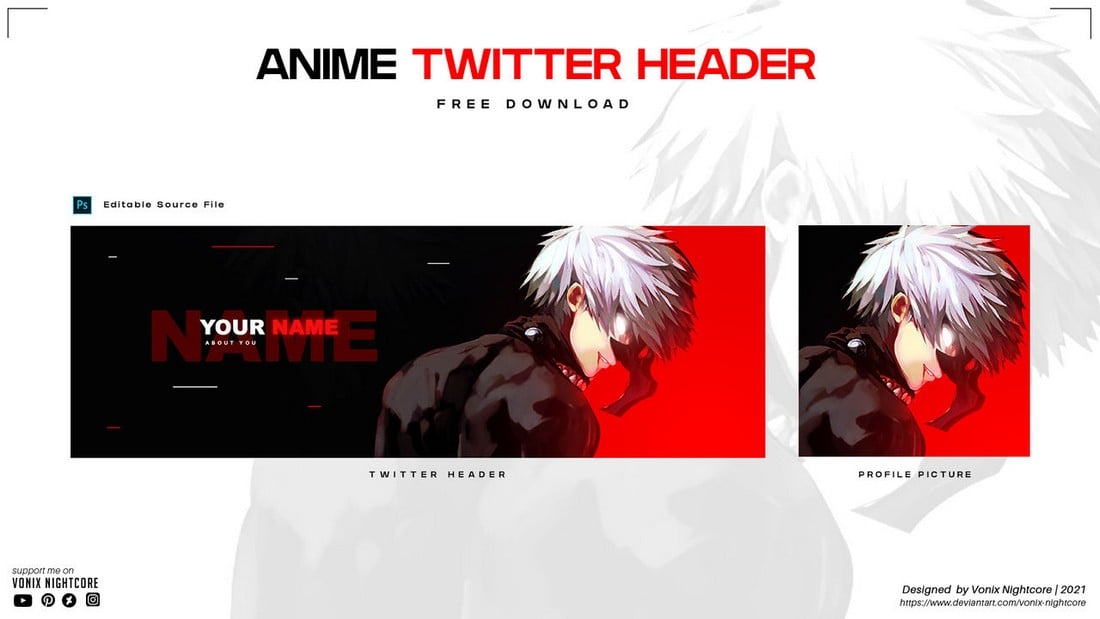 Free Anime Twitter Header Template
