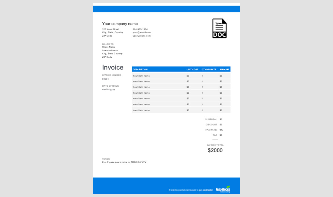 Free-Basic-Invoice-Template-Word 20+ Best Invoice Templates for Word (Free & Pro) 2022 design tips 