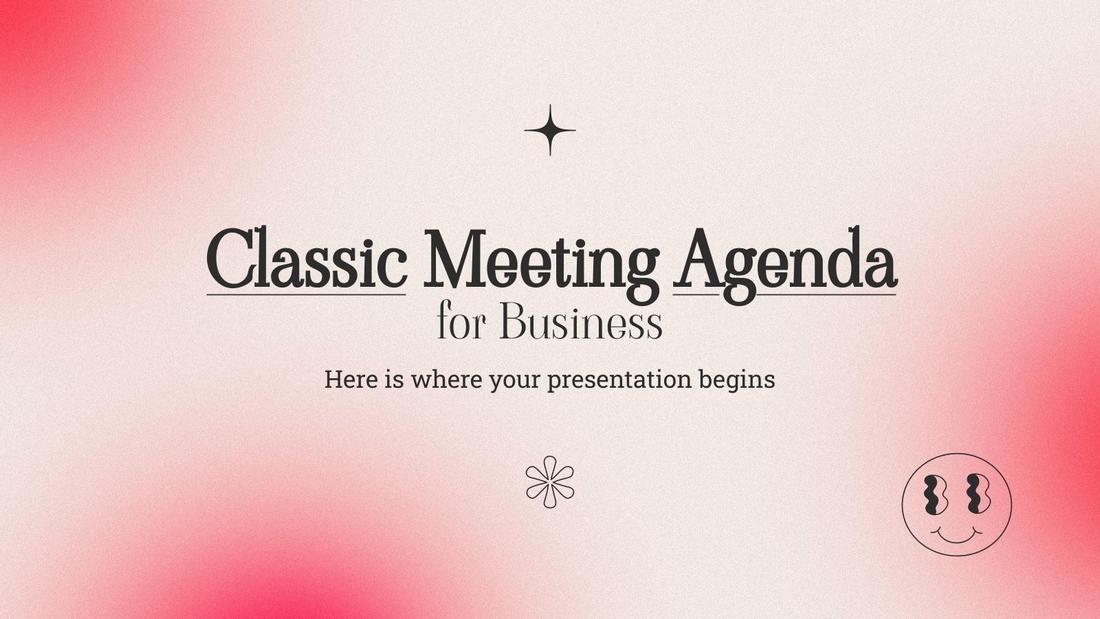 Free Classic Meeting Agenda PowerPoint Slides