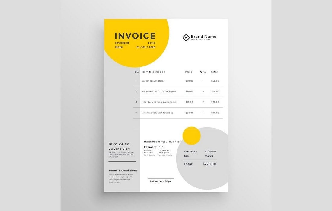 Free Clean Invoice Template for Illustrator