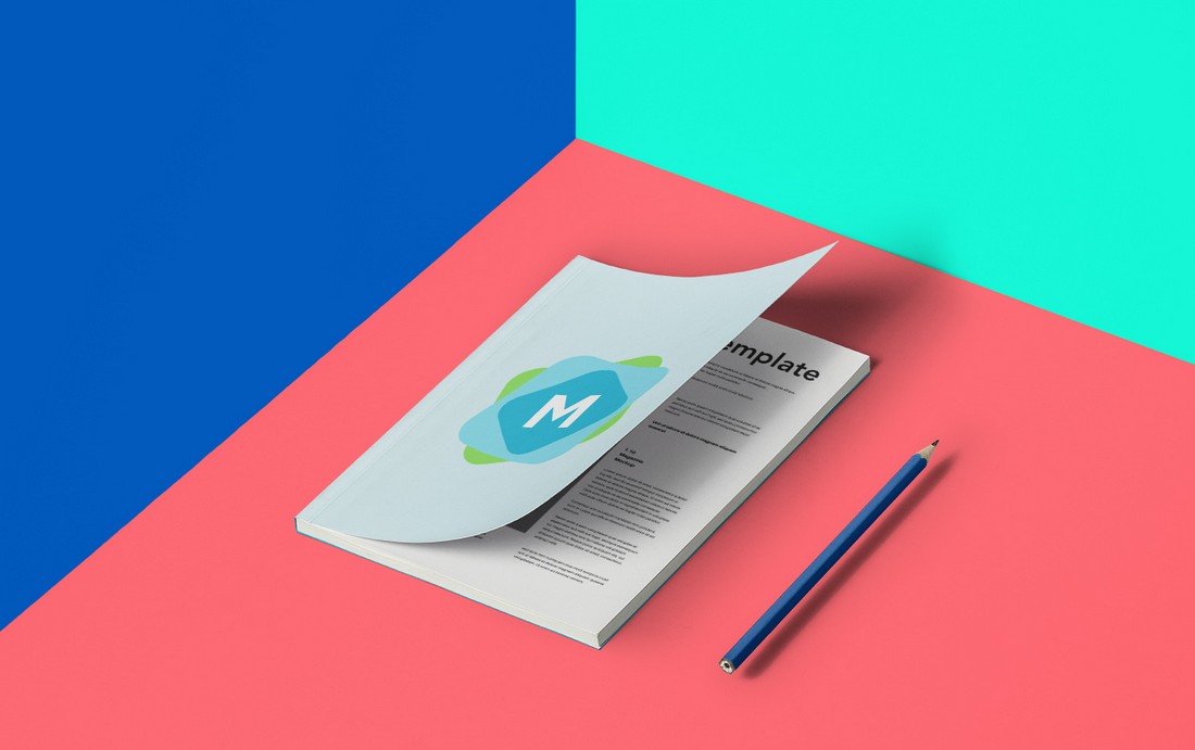 Free Colourful A5 Magazine Mockup