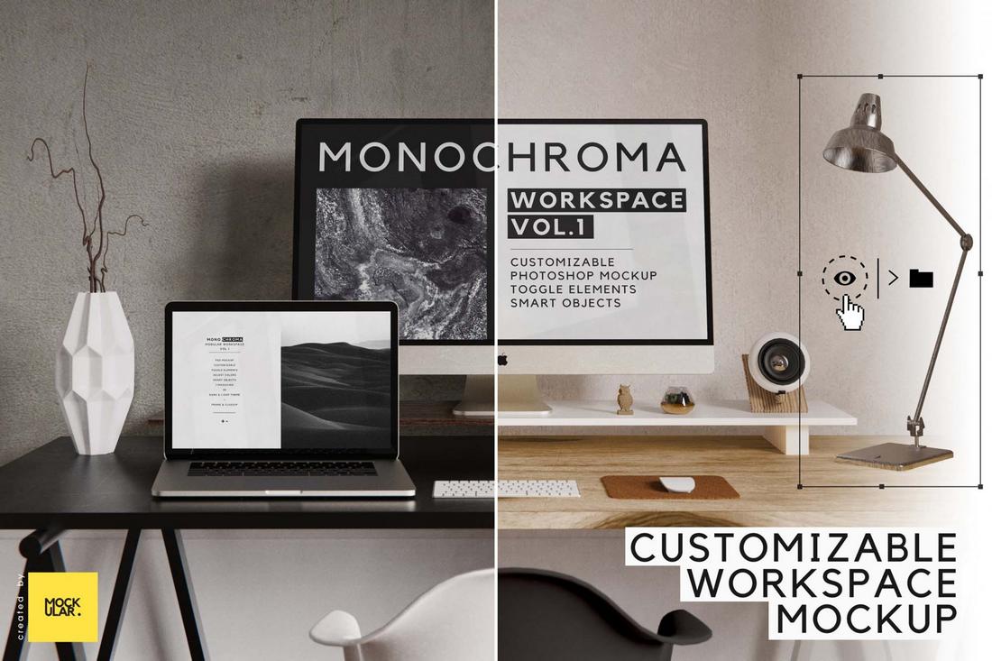 Free Customizable Workspace Mockup (PSD)