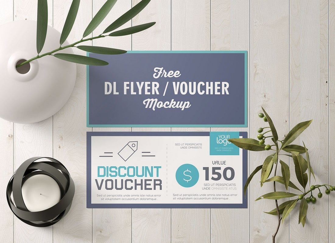 Free Discount Voucher Mockup