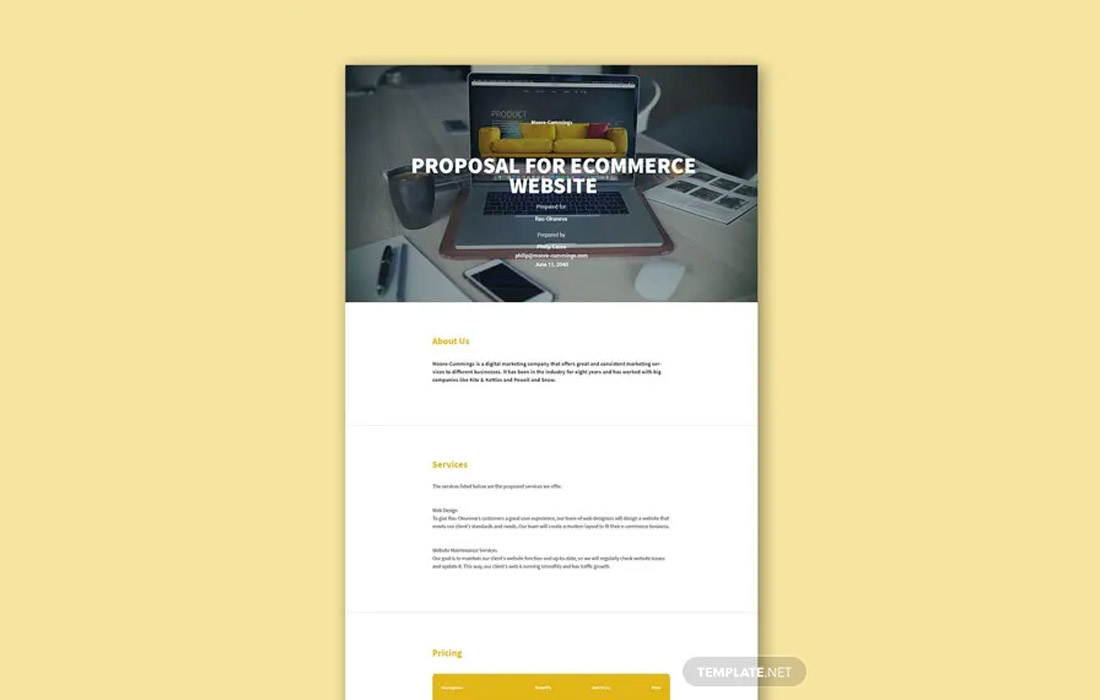 Free-Ecommerce-Web-Design-Proposal-Template 20+ Digital Marketing, Social & SEO Proposal Templates 2022 design tips 