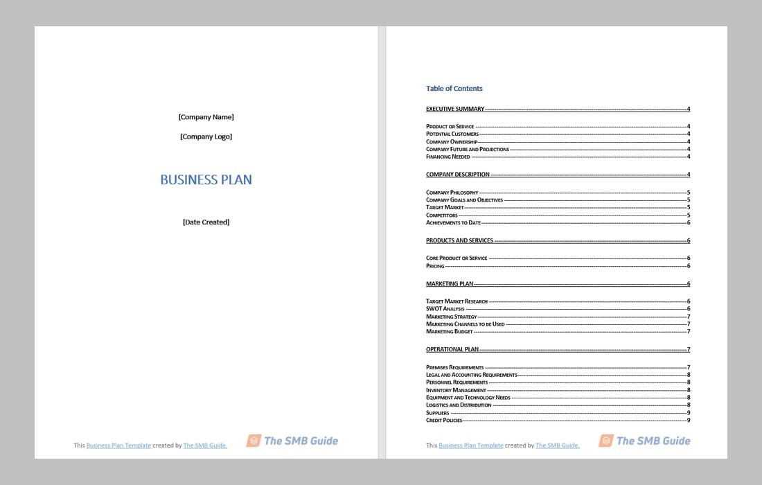 Free Editable Business Plan Template for Word