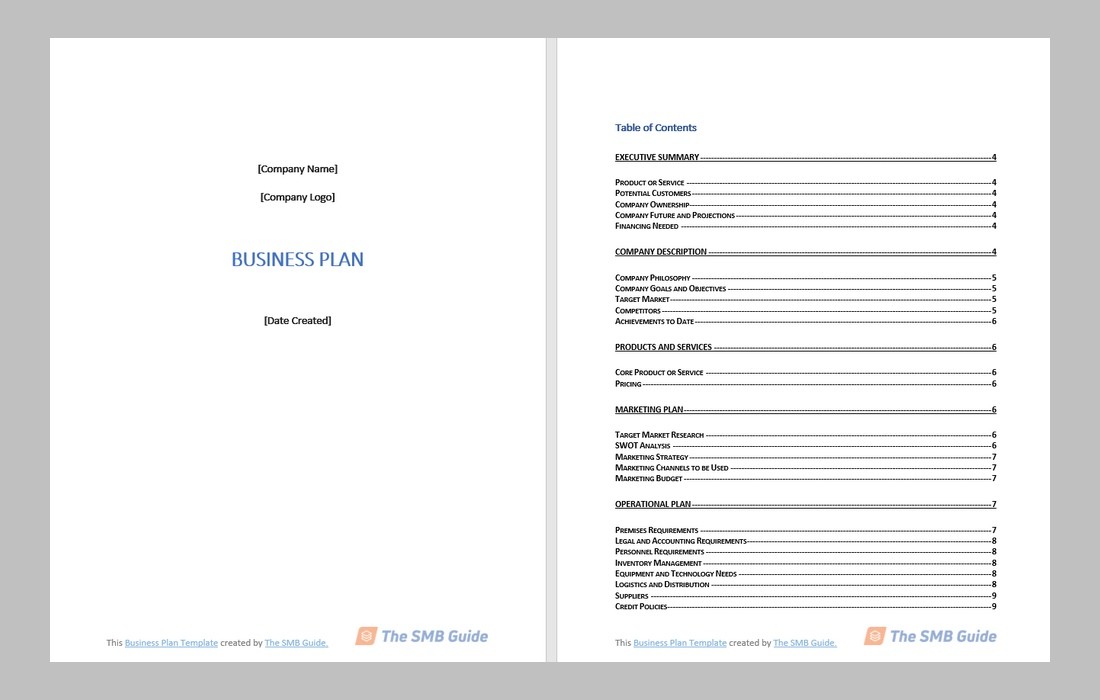 free business plan template word