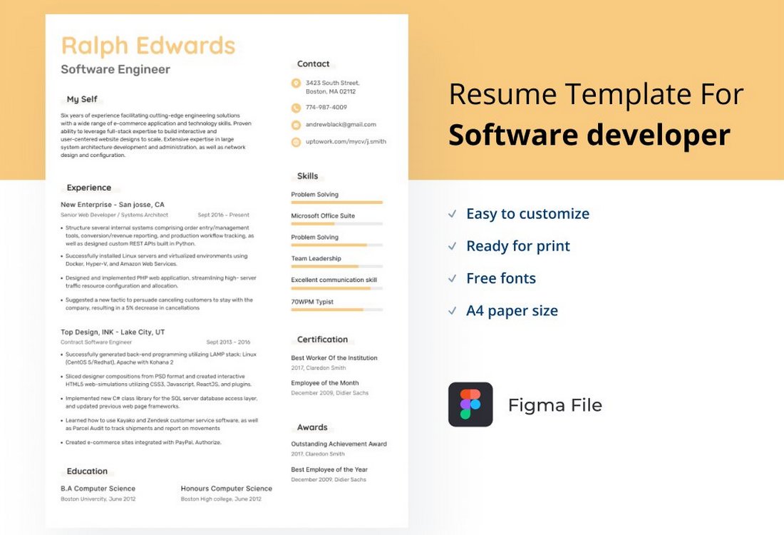 Free Figma Resume Template for Developers