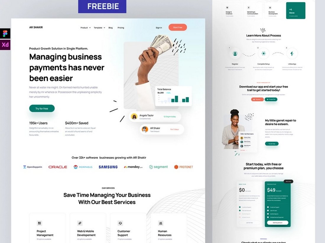 landing page ui design templates