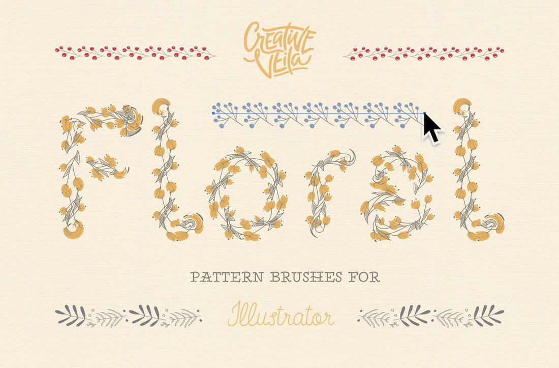 Free Floral Pattern Brushes For Illustrator