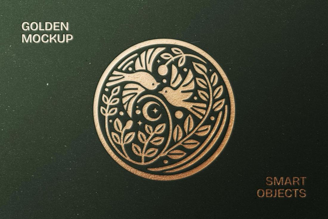 Maqueta de logotipo en relieve dorado gratis