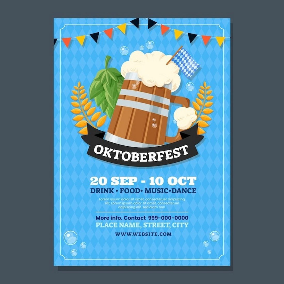 Free Hand-drawn Octoberfest Poster Template