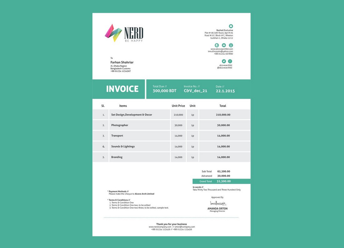 Free Invoice Template for Illustrator