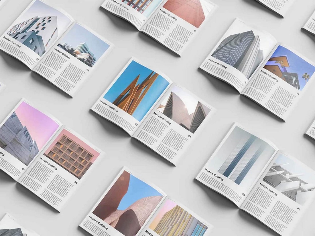 Free Isometric Open Magazine Set Mockup