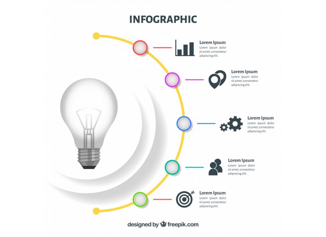 Free Minimal Light Bulb Infographic