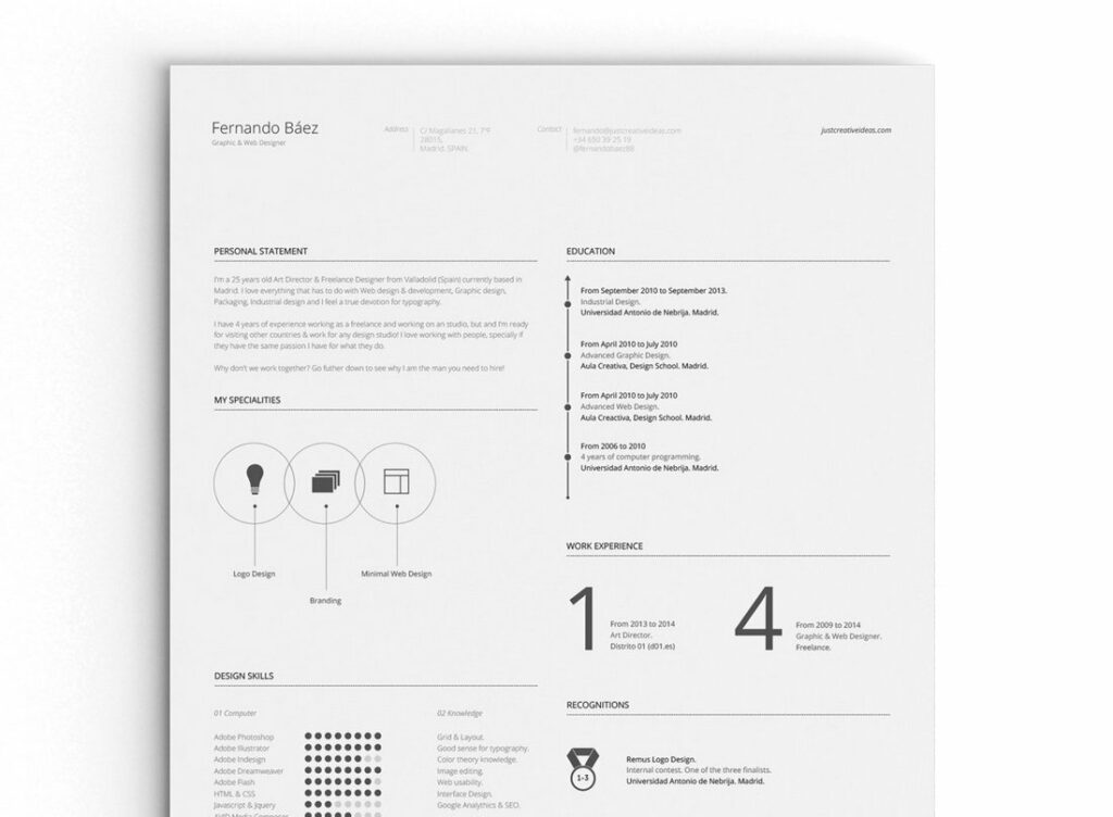 25 Best Minimal Resume Templates - Free Modern Minimal Resume Template 1024x752 
