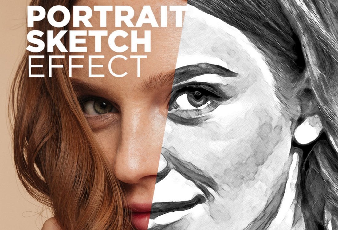 Free-Photoshop-Action-Portrait-Sketch-Effect 20+ Photo to Pencil Actions for Photoshop (Sketch + Drawing Effects) design tips
