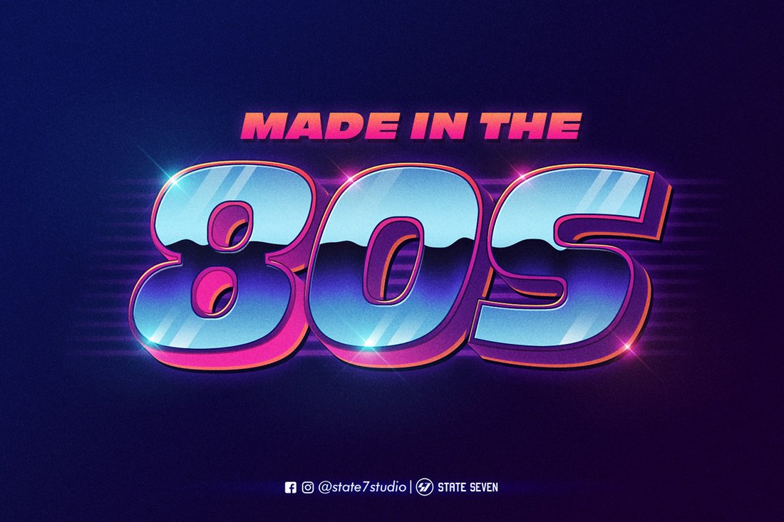 Free Retro 80s Text Effect