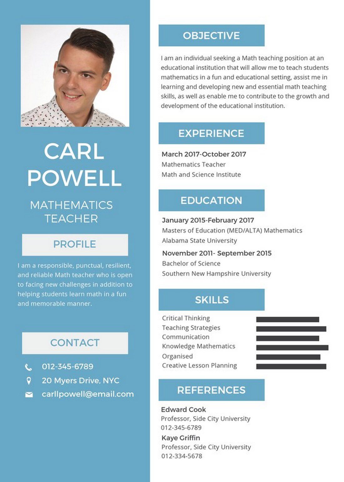 resume cover page design