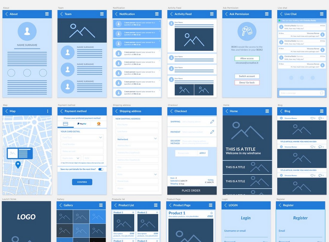 Free Sketch Mobile Wireframe Kit