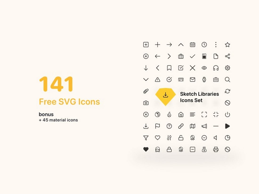 Free Sketch SVG Icons Pack
