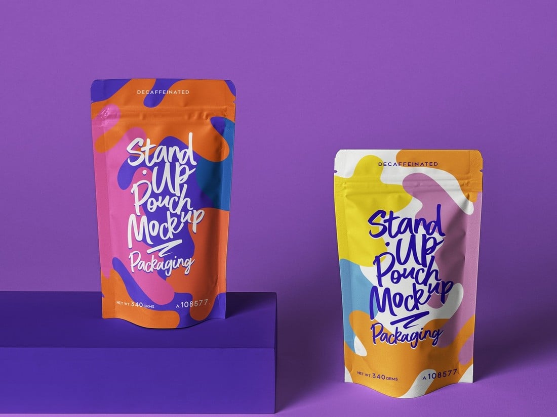 Free Stand Up Pouch Packaging PSD Mockup