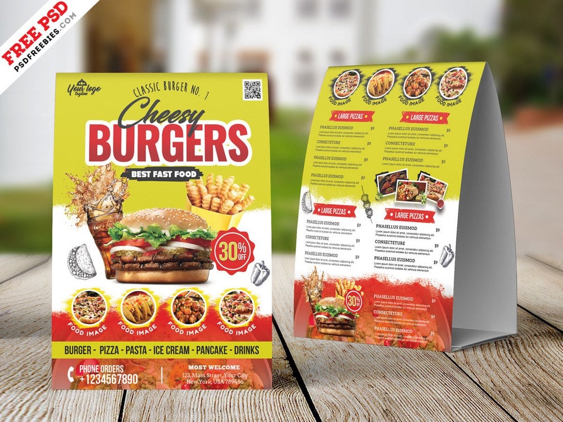 Fast Food Menu Free Poster Template for Photoshop and Illustrator!