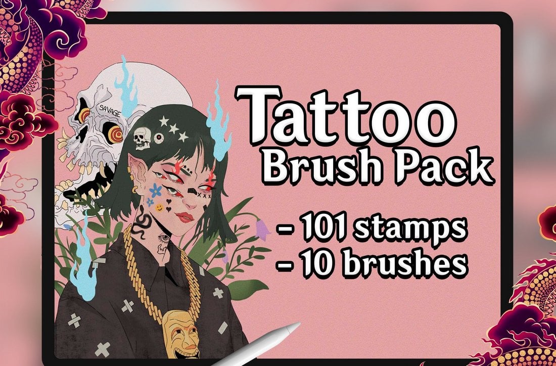 Free Tattoo brush pack V2 for Procreate