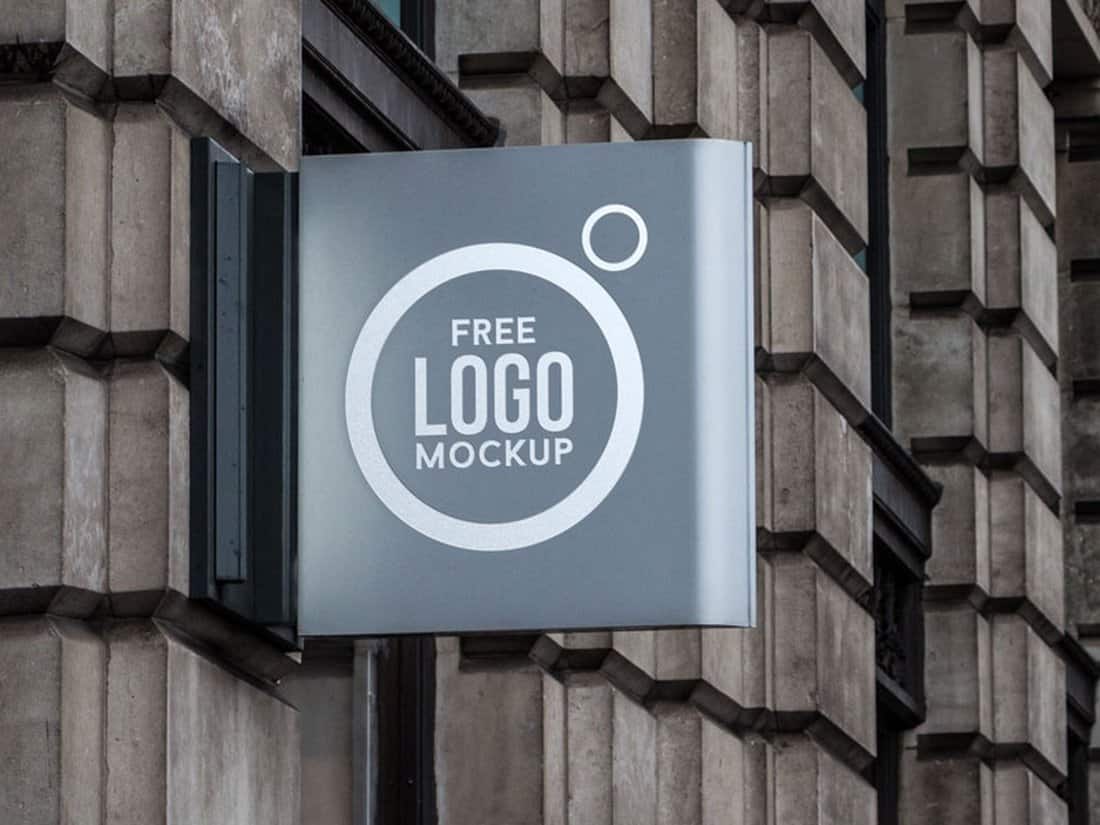 Free Wall Sign Logo Mockup PSD