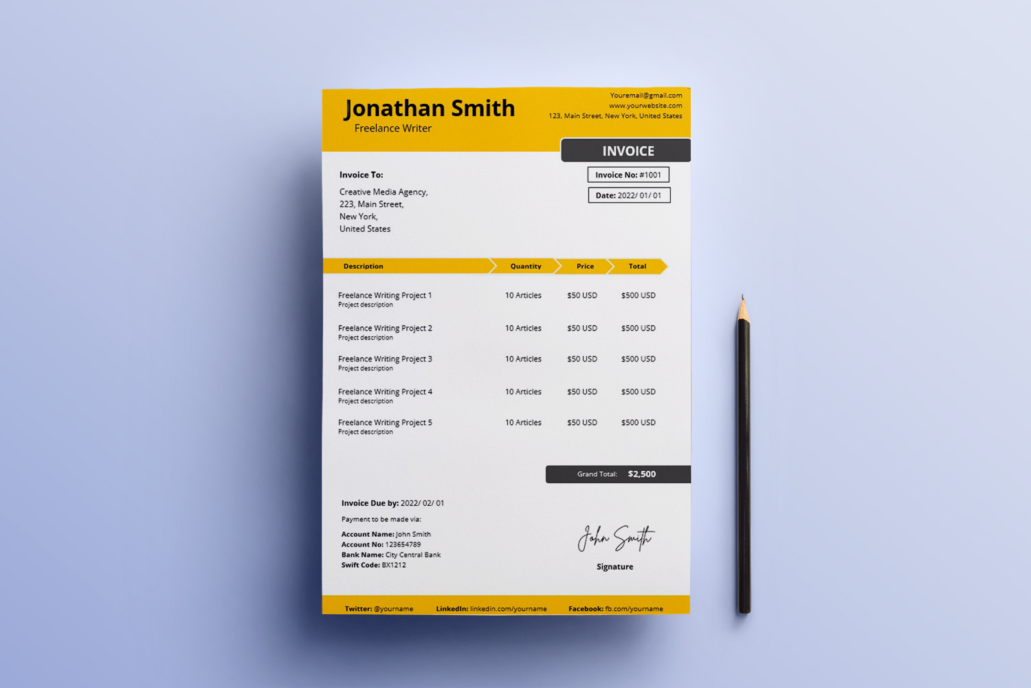 20 best invoice templates for word free pro 2022 design shack