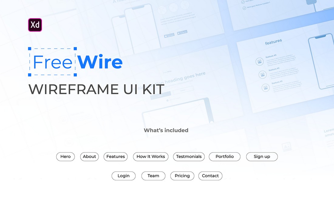 FreeWire - Free Wireframe Kit For Adobe XD